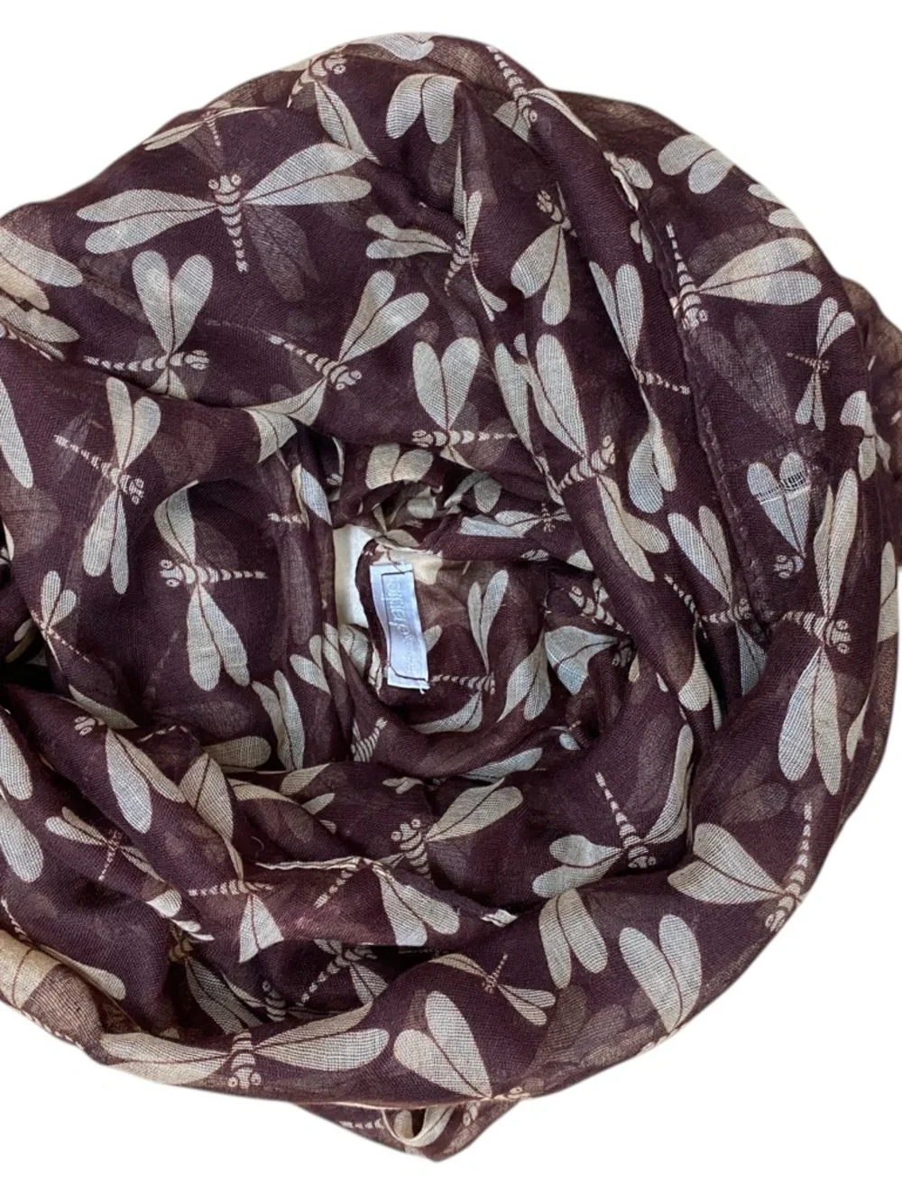 Charming Charlie Women's OS Lightweight Brown Dragonfly Infinity Scarf